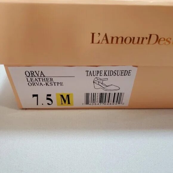 L'Amour Des Pieds Orva Wedge Mary Jane 7.5 Taupe Tan Suede - Picture 6 of 7